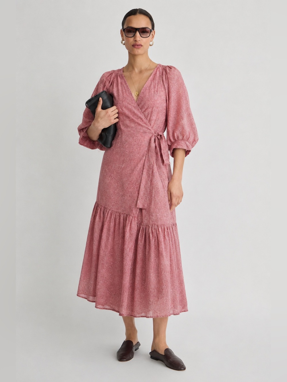 Apiece Apart APIECE BOUGAINVILLEA Pink Printed Wrap Long Dress